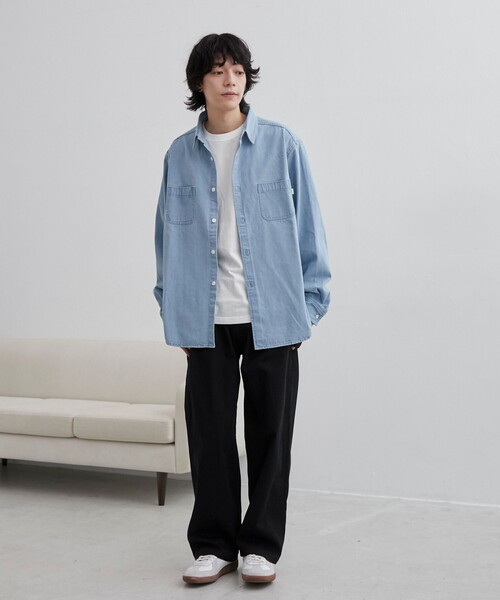 coen（コーエン）の「【C.DENIMS】デニムレギュラーカラーシャツ（シャツ/ブラウス・メンズ・ライトブルー/ネイビー/グレー・M/L/XL）」の11枚目の写真