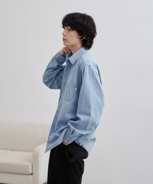 coen（コーエン）の「【C.DENIMS】デニムレギュラーカラーシャツ（シャツ/ブラウス・メンズ・ライトブルー/ネイビー/グレー・M/L/XL）」の14枚目の写真