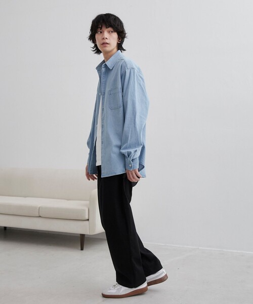 coen（コーエン）の「【C.DENIMS】デニムレギュラーカラーシャツ（シャツ/ブラウス・メンズ・ライトブルー/ネイビー/グレー・M/L/XL）」の15枚目の写真