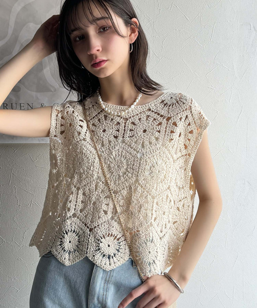 classicalelf(クラシカルエルフ)の「レトロ感漂うトレンド♪前後2WAYクロシェレースフレンチスリーブカットソー(Tシャツ/カットソー・レディース・C/A/B・LARGE/SMALL/X-LARGE/MEDIUM)」の8枚目の写真
