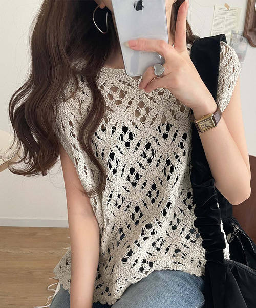 classicalelf(クラシカルエルフ)の「レトロ感漂うトレンド♪前後2WAYクロシェレースフレンチスリーブカットソー(Tシャツ/カットソー・レディース・C/A/B・LARGE/SMALL/X-LARGE/MEDIUM)」の9枚目の写真