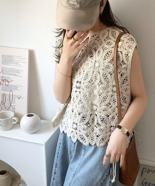 classicalelf(クラシカルエルフ)の「レトロ感漂うトレンド♪前後2WAYクロシェレースフレンチスリーブカットソー(Tシャツ/カットソー・レディース・C/A/B・LARGE/SMALL/X-LARGE/MEDIUM)」の18枚目の写真