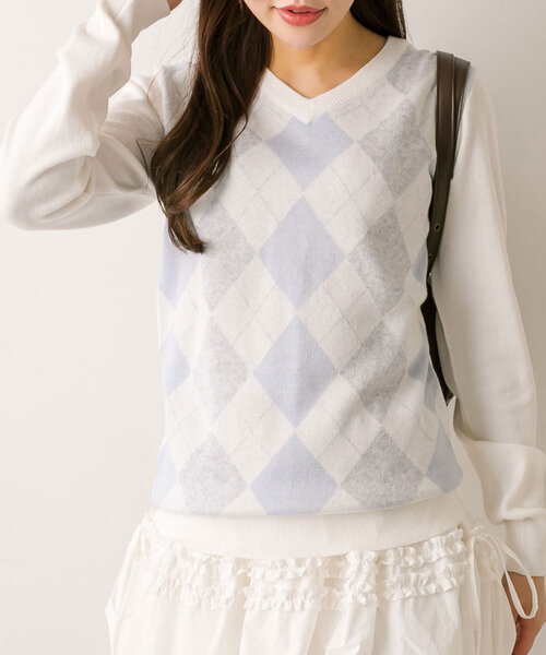 アーガイルニット（ニット/セーター）｜OLIVE des OLIVE（オリーブデオリーブ） 5,390円