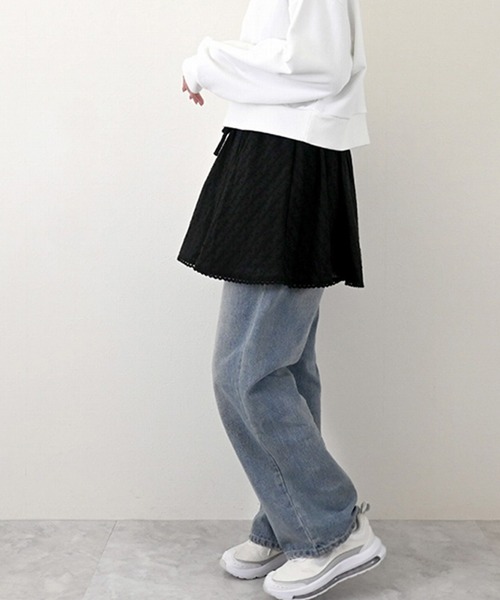 STYLEBLOCK(スタイルブロック)の「綿レースレイヤードミニスカート(スカート・レディース・ホワイト/レッド/ブラック・M)」の6枚目の写真