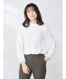 Perfect Suit FActory | ボリュームスリーブ　プリーツ　ジョーゼットブラウス　オフホワイト/ブラック/ベージュ(シャツ/ブラウス)