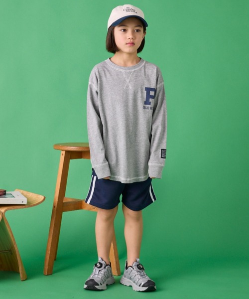 Auntie Rosa Holiday（アンティローザホリデー）の「ステッチオーバーサイズロゴロンTEE（Tシャツ/カットソー・キッズ・グリーン/チャコールグレー/ベージュ/パープル/グレー/オレンジ・130/140/150/160）」の20枚目の写真