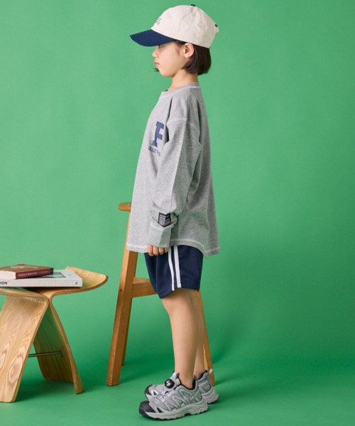 Auntie Rosa Holiday（アンティローザホリデー）の「ステッチオーバーサイズロゴロンTEE（Tシャツ/カットソー・キッズ・グリーン/チャコールグレー/ベージュ/パープル/グレー/オレンジ・130/140/150/160）」の22枚目の写真