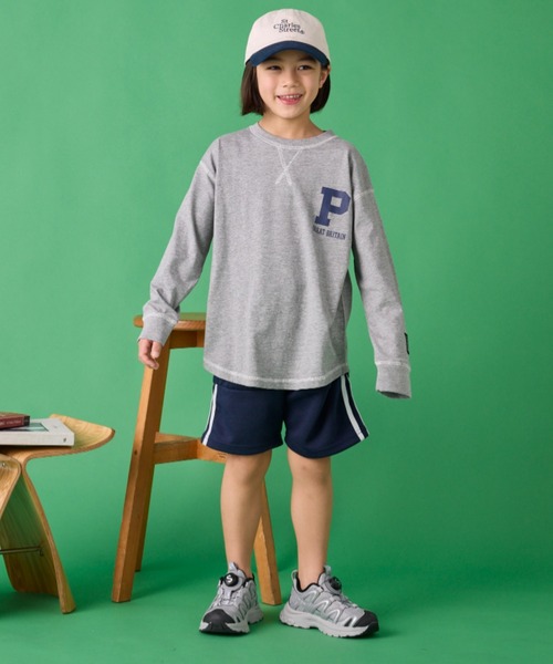 Auntie Rosa Holiday（アンティローザホリデー）の「ステッチオーバーサイズロゴロンTEE（Tシャツ/カットソー・キッズ・グリーン/チャコールグレー/ベージュ/パープル/グレー/オレンジ・130/140/150/160）」の21枚目の写真