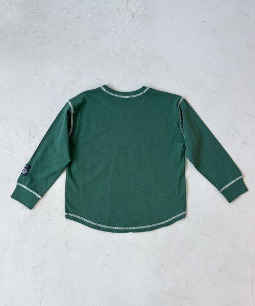 Auntie Rosa Holiday（アンティローザホリデー）の「ステッチオーバーサイズロゴロンTEE（Tシャツ/カットソー・キッズ・グリーン/チャコールグレー/ベージュ/パープル/グレー/オレンジ・130/140/150/160）」の8枚目の写真