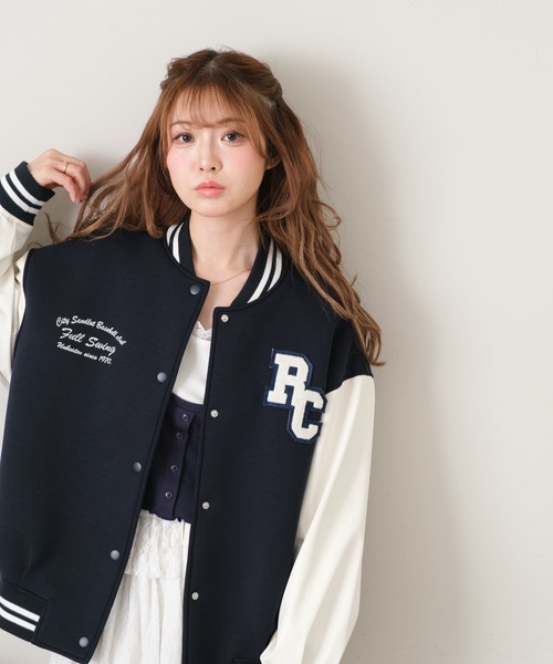 RAY CASSIN（レイカズン）の「サガラワッペンルーズスタジャン（スタジャン・レディース・ベージュ/ネイビー/グレー・FREE）」の10枚目の写真