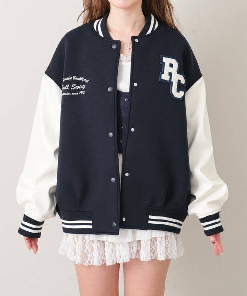 RAY CASSIN（レイカズン）の「サガラワッペンルーズスタジャン（スタジャン・レディース・ベージュ/ネイビー/グレー・FREE）」の16枚目の写真