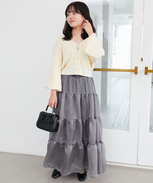 MAJESTIC LEGON(マジェスティックレゴン)の「リボンチャームビジューボタンカーデ(カーディガン/ボレロ・レディース・ミント/ピンク/アイボリー/ブルー・MEDIUM)」の6枚目の写真