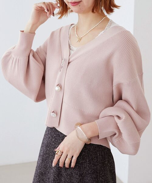 MAJESTIC LEGON(マジェスティックレゴン)の「リボンチャームビジューボタンカーデ(カーディガン/ボレロ・レディース・ミント/ピンク/アイボリー/ブルー・MEDIUM)」の21枚目の写真