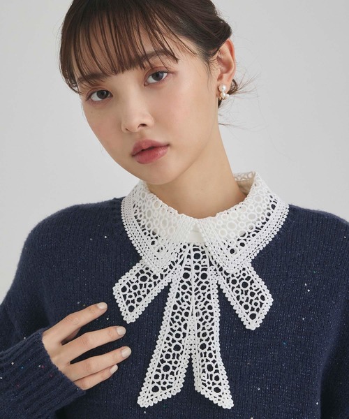fifth（フィフス）の「リボンレース付け襟（ネックレス・レディース・ブラック/ホワイト・FREE）」の2枚目の写真
