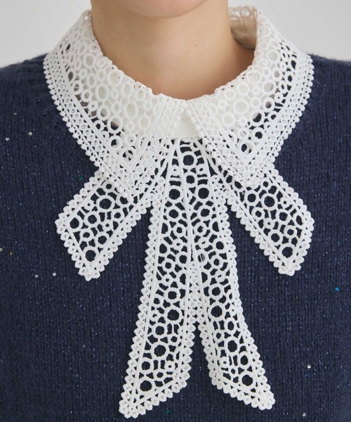 fifth（フィフス）の「リボンレース付け襟（ネックレス・レディース・ブラック/ホワイト・FREE）」の5枚目の写真