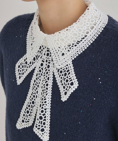 fifth（フィフス）の「リボンレース付け襟（ネックレス・レディース・ブラック/ホワイト・FREE）」の6枚目の写真