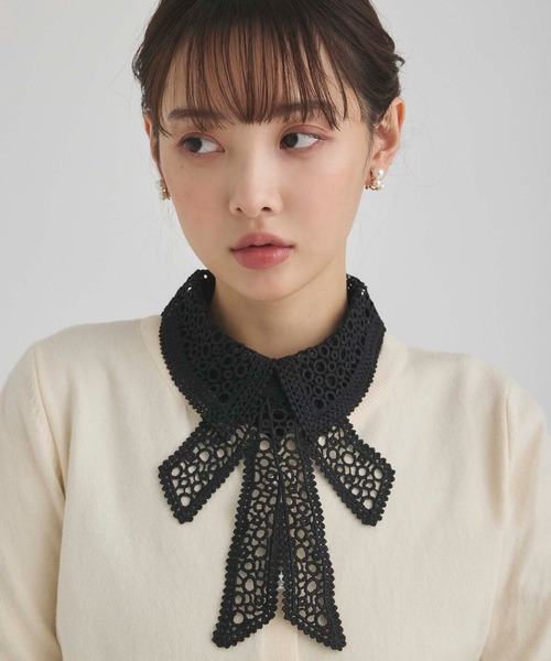 fifth（フィフス）の「リボンレース付け襟（ネックレス・レディース・ブラック/ホワイト・FREE）」の3枚目の写真