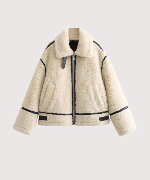 LA POMME petit(ラポミ・プチ)の「Faux Fur Fuzzy Coat(ムートンコート・レディース・アイボリー・SMALL/MEDIUM/LARGE/X-SMALL)」の1枚目の写真