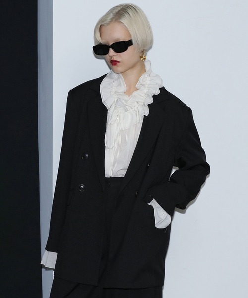 ROSE BUD（ローズバッド）の「オーバーショルダージャケット（その他アウター・レディース・ブラック/ベージュ・S/M）」の6枚目の写真