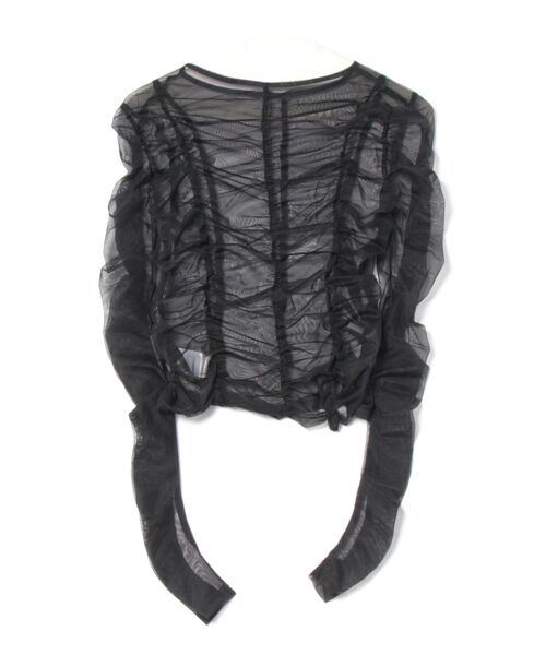 STYLEBLOCK（スタイルブロック）の「チュールシャーリングトップス（Tシャツ/カットソー・レディース・ホワイト/ブルー/グレー/ブラック・M）」の5枚目の写真
