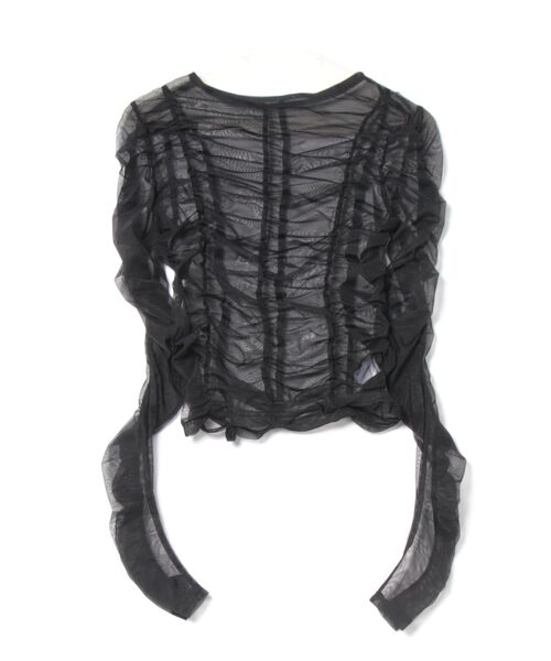 STYLEBLOCK（スタイルブロック）の「チュールシャーリングトップス（Tシャツ/カットソー・レディース・ホワイト/ブルー/グレー/ブラック・M）」の6枚目の写真