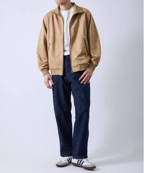 【ベージュ（27）】シンセティックレザーハイネックジップブルゾン セール】シンセティックレザーハイネックジップブルゾン（ブルゾン