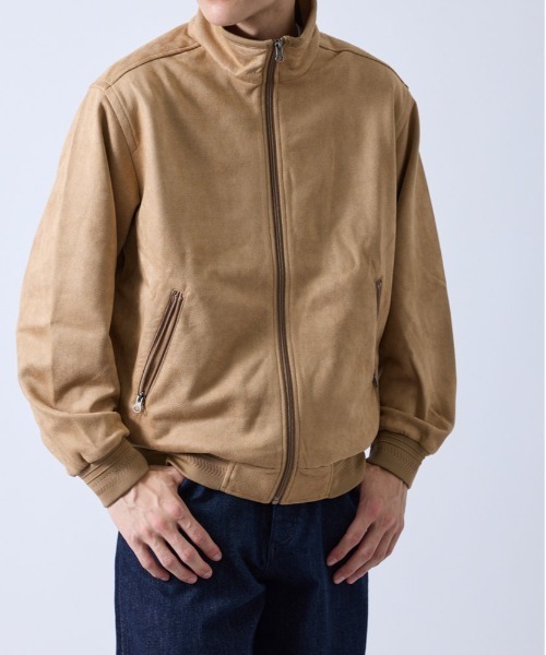 le cercle ADAM ET ROPE'（ルセルクルアダムエロペ）の「シンセティックレザーハイネックジップブルゾン（ブルゾン・メンズ・ライトグレー/ベージュ・M/L/LL）」の6枚目の写真