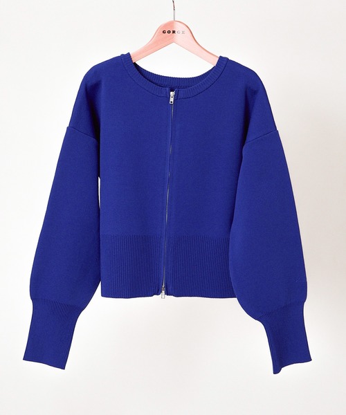 GORGE(ゴージ)の「《Wジップ×スポンディッシュ》レディース ジップカーディガン 刺繍入り 羽織り ゆったり 春秋冬(カーディガン/ボレロ・レディース・アイボリー/ブラック/ブルー/グレー/レッド・F)」の4枚目の写真