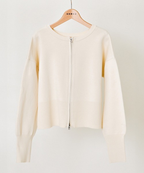 GORGE(ゴージ)の「《Wジップ×スポンディッシュ》レディース ジップカーディガン 刺繍入り 羽織り ゆったり 春秋冬(カーディガン/ボレロ・レディース・アイボリー/ブラック/ブルー/グレー/レッド・F)」の1枚目の写真