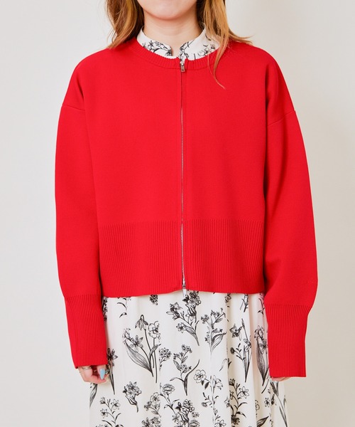 GORGE(ゴージ)の「《Wジップ×スポンディッシュ》レディース ジップカーディガン 刺繍入り 羽織り ゆったり 春秋冬(カーディガン/ボレロ・レディース・アイボリー/ブラック/ブルー/グレー/レッド・F)」の6枚目の写真