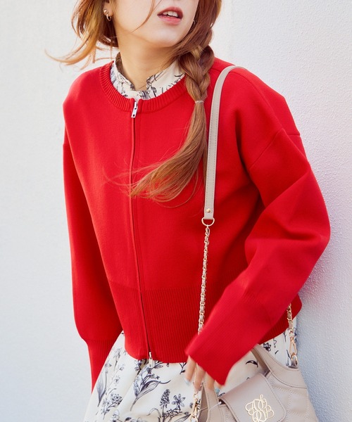 GORGE(ゴージ)の「《Wジップ×スポンディッシュ》レディース ジップカーディガン 刺繍入り 羽織り ゆったり 春秋冬(カーディガン/ボレロ・レディース・アイボリー/ブラック/ブルー/グレー/レッド・F)」の16枚目の写真