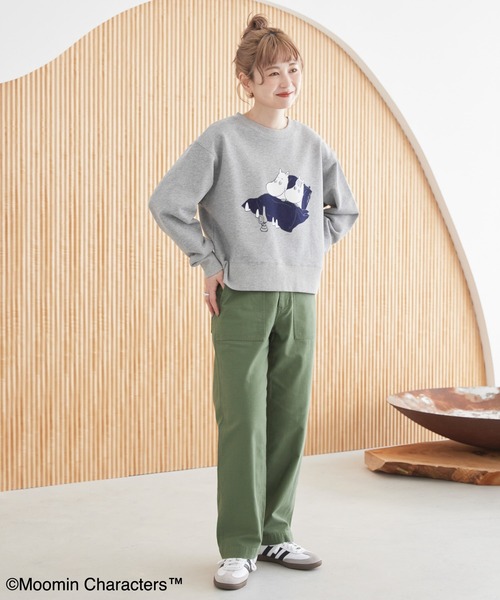 MOOMIN(ムーミン)の「Moomin フロッキープリント裏毛プルオーバー(スウェット・レディース・ホワイト系その他/グレー系その他/チャコールグレー・FREE)」の8枚目の写真
