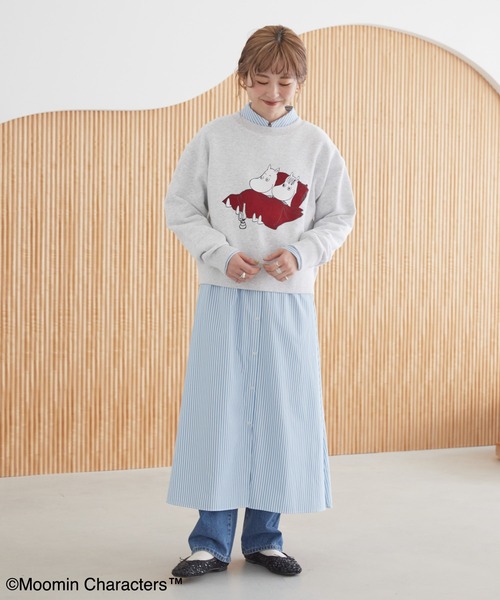 MOOMIN(ムーミン)の「Moomin フロッキープリント裏毛プルオーバー(スウェット・レディース・ホワイト系その他/グレー系その他/チャコールグレー・FREE)」の19枚目の写真