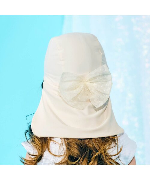 apres les cours（アプレレクール）の「【UVカット】リボンスイムキャップ（スイムグッズ・キッズ・アイボリー/ピンク・50/56）」の4枚目の写真