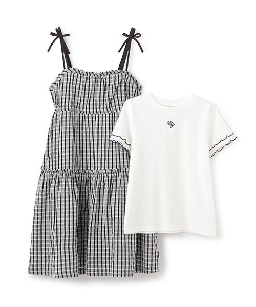 メゾピアノジュニアキャミワンピース＆メローTシャツセット160