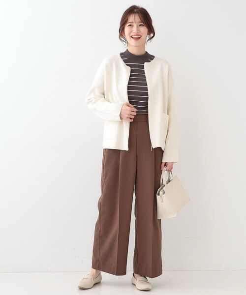 DRESKIP（ドレスキップ）の「【S-LL】ジャガードZIPニットカーディガン（カーディガン/ボレロ・レディース・イエロー系その他/ライトベージュ/オフホワイト・01/02/03/04）」の6枚目の写真