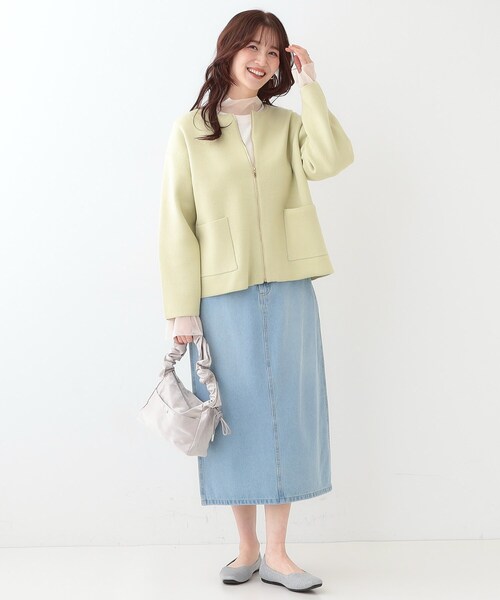 DRESKIP（ドレスキップ）の「【S-LL】ジャガードZIPニットカーディガン（カーディガン/ボレロ・レディース・イエロー系その他/ライトベージュ/オフホワイト・01/02/03/04）」の10枚目の写真