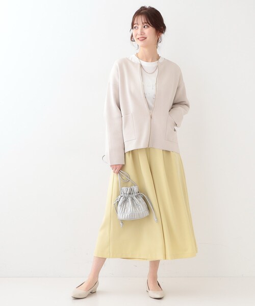 DRESKIP（ドレスキップ）の「【S-LL】ジャガードZIPニットカーディガン（カーディガン/ボレロ・レディース・イエロー系その他/ライトベージュ/オフホワイト・01/02/03/04）」の14枚目の写真