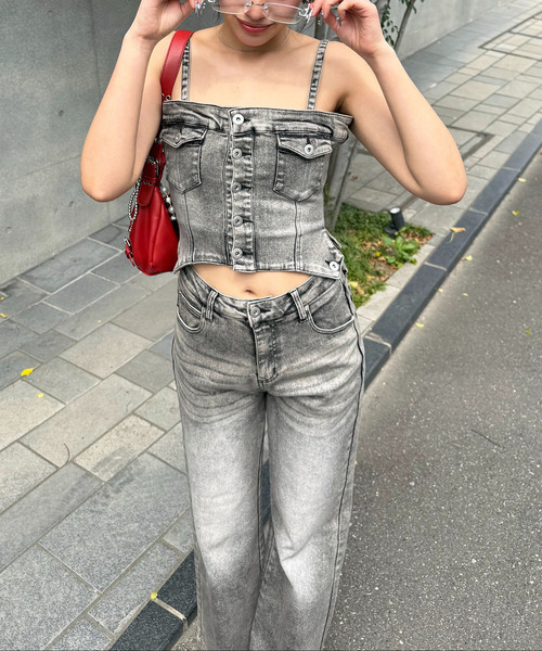 SPIRALGIRL（スパイラルガール）の「デニムビスチェオールインワン（つなぎ/オールインワン・レディース・ブラック/ブルー・SMALL/MEDIUM）」の6枚目の写真
