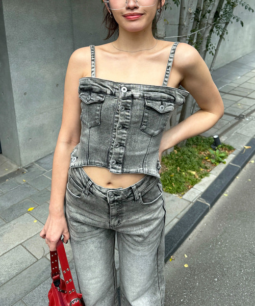 SPIRALGIRL（スパイラルガール）の「デニムビスチェオールインワン（つなぎ/オールインワン・レディース・ブラック/ブルー・SMALL/MEDIUM）」の7枚目の写真