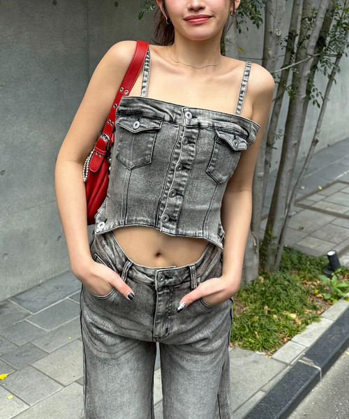 SPIRALGIRL（スパイラルガール）の「デニムビスチェオールインワン（つなぎ/オールインワン・レディース・ブラック/ブルー・SMALL/MEDIUM）」の10枚目の写真