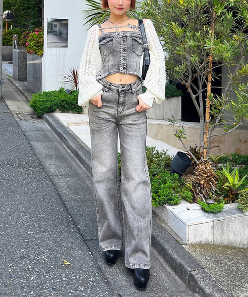 SPIRALGIRL（スパイラルガール）の「デニムビスチェオールインワン（つなぎ/オールインワン・レディース・ブラック/ブルー・SMALL/MEDIUM）」の13枚目の写真