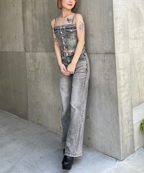 SPIRALGIRL（スパイラルガール）の「デニムビスチェオールインワン（つなぎ/オールインワン・レディース・ブラック/ブルー・SMALL/MEDIUM）」の14枚目の写真