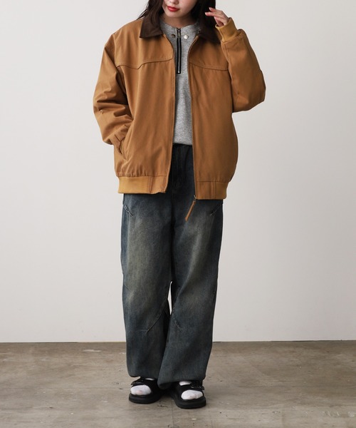 ROOPTOKYO（ループトウキョウ）の「バイカラー デトロイト型ジャケット（ブルゾン・メンズ・ブラック/カーキ/グリーン・M/L）」の12枚目の写真