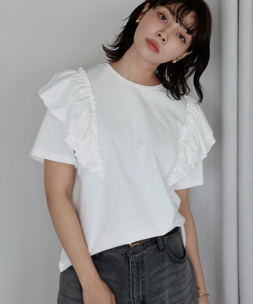 セール】Shoulder frill T-shirt ショルダーフリルT（Tシャツ