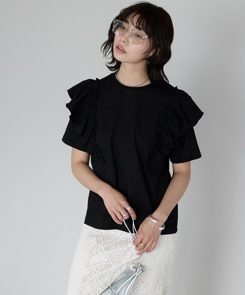 Shoulder frill T-shirt ショルダーフリルT