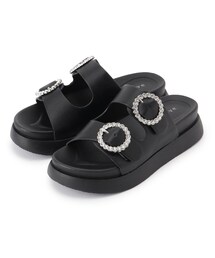 grove | 【キラキラビジューがポイント】厚底ダブルビジューバックルサンダル(サンダル)