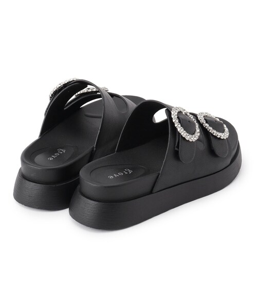 grove（グローブ）の「【キラキラビジューがポイント】厚底ダブルビジューバックルサンダル（サンダル・レディース・アイボリー/ブラック・S/M/L）」の6枚目の写真