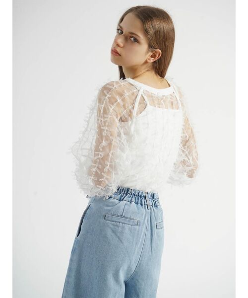 :ETHROF(イーサオブ)の「TULLE RIBBON SHEER TOPS(その他トップス・レディース・オフホワイト/ブラック・FREE)」の16枚目の写真