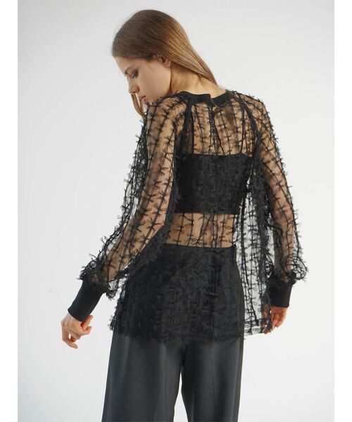 :ETHROF(イーサオブ)の「TULLE RIBBON SHEER TOPS(その他トップス・レディース・オフホワイト/ブラック・FREE)」の14枚目の写真
